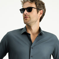 Dark Anthracite Long Sleeve Slim Fit Narrow Cut Cotton Classic Shirt