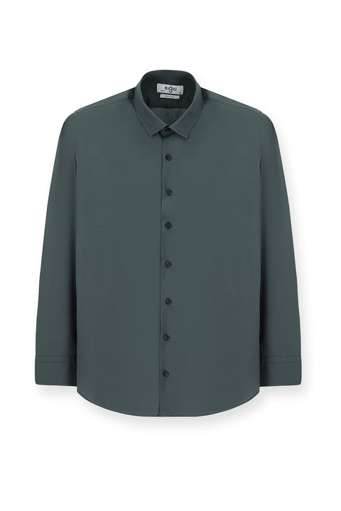 Dark Anthracite Long Sleeve Slim Fit Narrow Cut Cotton Classic Shirt