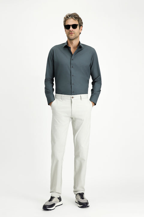 Dark Anthracite Long Sleeve Slim Fit Narrow Cut Cotton Classic Shirt