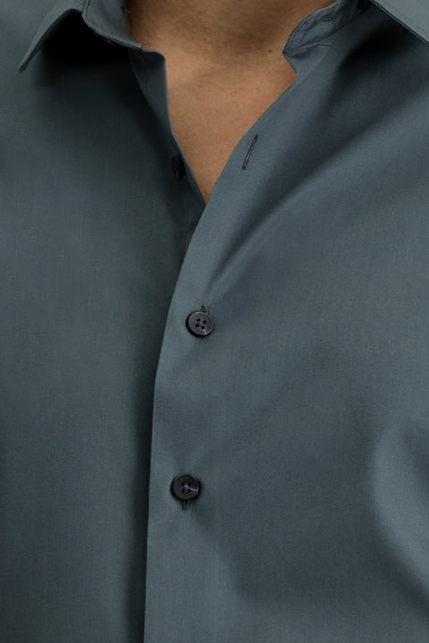 Dark Anthracite Long Sleeve Slim Fit Narrow Cut Cotton Classic Shirt
