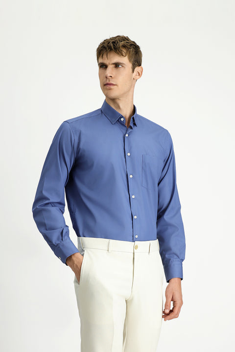 Light Petrol Long Sleeve Classic Cotton Shirt