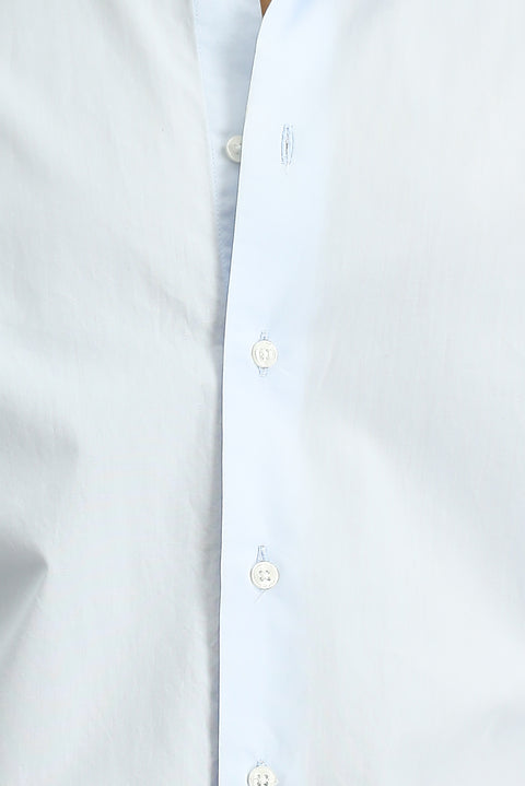 Light Blue Long Sleeve Regular Fit Button-Down Collar Cotton Shirt