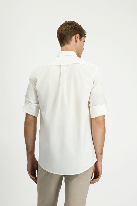 White Long Sleeve Regular Fit Button-Down Collar Cotton Shirt