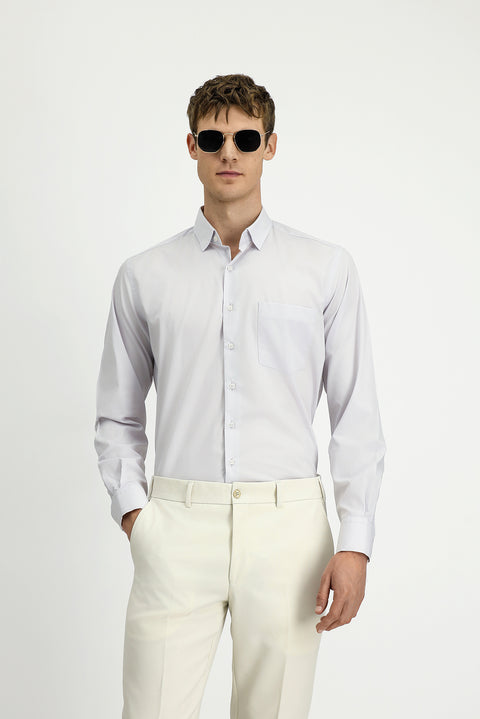 Light Grey Long Sleeve Classic Cotton Bamboo Shirt
