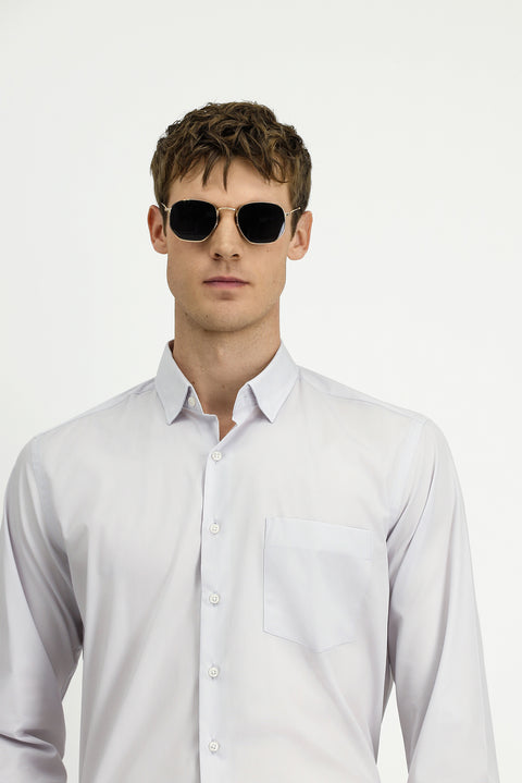 Light Grey Long Sleeve Classic Cotton Bamboo Shirt