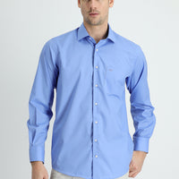 Aqua Blue Long Sleeve Non-Iron Classic Cotton Easy-Iron Shirt