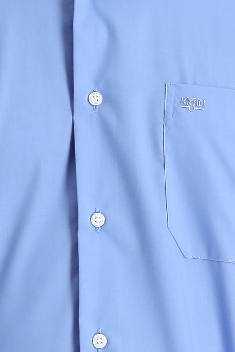 Aqua Blue Long Sleeve Non-Iron Classic Cotton Easy-Iron Shirt
