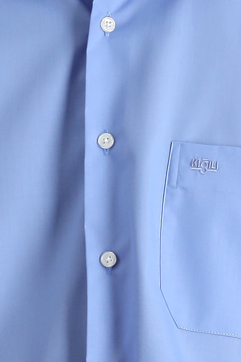 Aqua Blue Long Sleeve Non-Iron Classic Cotton Easy-Iron Shirt