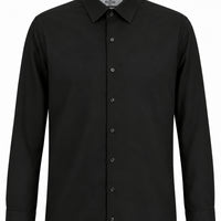 Siyah Uzun Kol Non Iron Ütü Gerektirmeyen Saten Regular Fit Klasik Pamuklu Gömlek