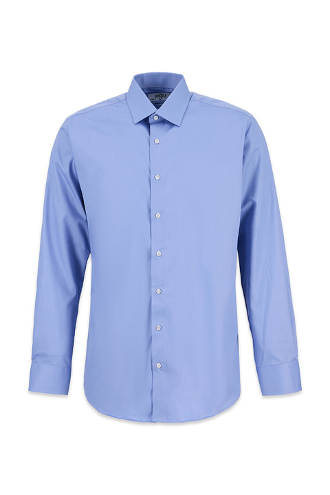 Light Blue Long Sleeve Non-Iron Satin Classic Cotton Shirt