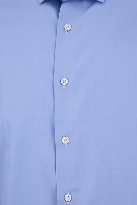 Light Blue Long Sleeve Non-Iron Satin Classic Cotton Shirt