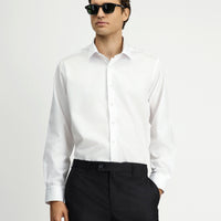 White Long Sleeve Non-Iron Satin Classic Cotton Shirt