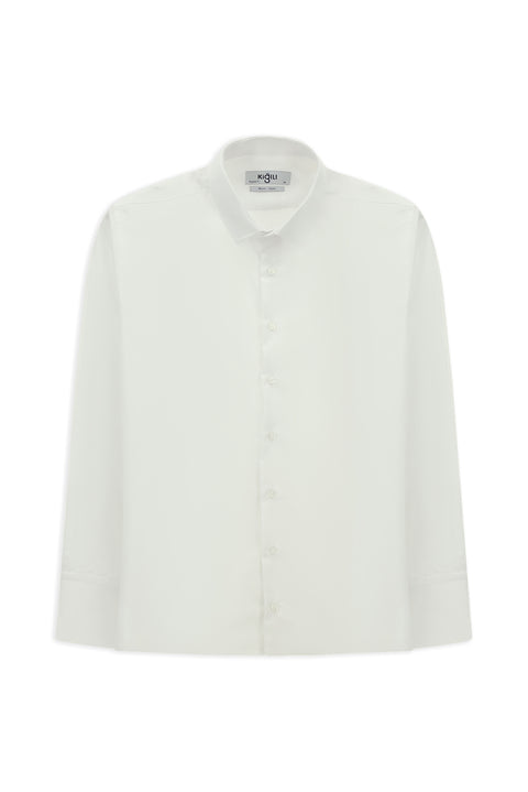 White Long Sleeve Non-Iron Satin Classic Cotton Shirt