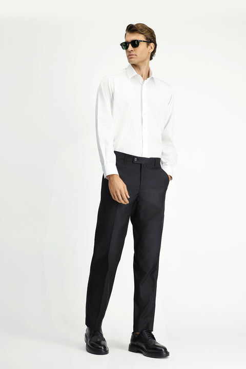 White Long Sleeve Non-Iron Satin Classic Cotton Shirt