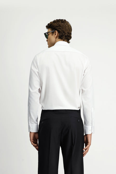 White Long Sleeve Non-Iron Satin Classic Cotton Shirt