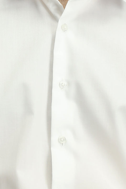 White Long Sleeve Non-Iron Satin Classic Cotton Shirt