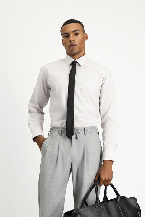 Medium Grey Long Sleeve Classic Cotton Shirt