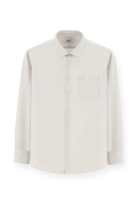 Medium Grey Long Sleeve Classic Cotton Shirt