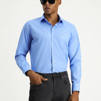 Blue Long-Sleeve Classic Cotton Easy-Iron Shirt
