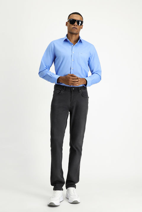 Blue Long-Sleeve Classic Cotton Easy-Iron Shirt