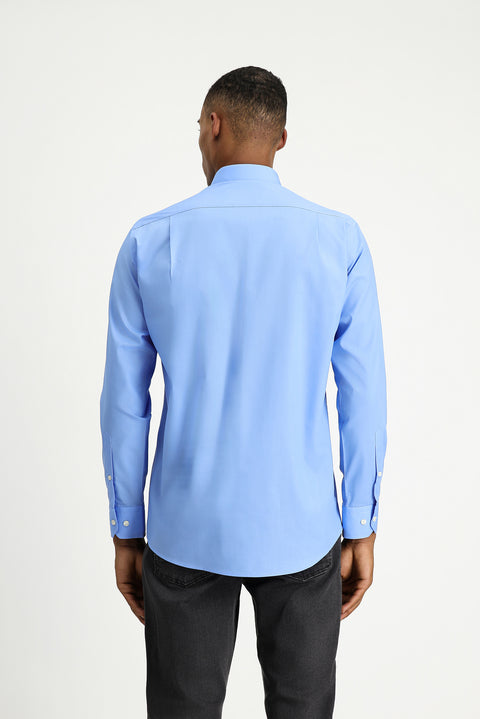 Blue Long-Sleeve Classic Cotton Easy-Iron Shirt
