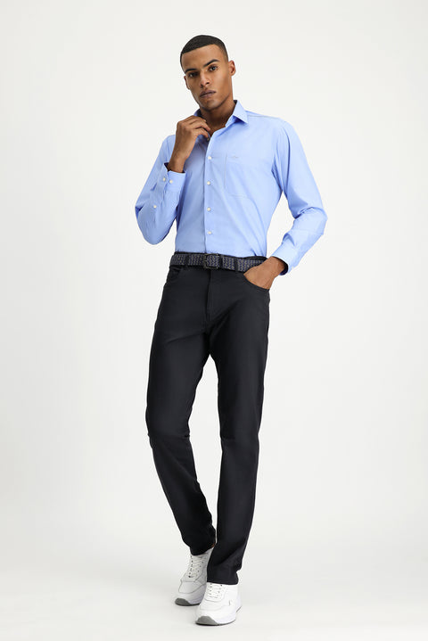 Blue Long-Sleeve Classic Cotton Shirt