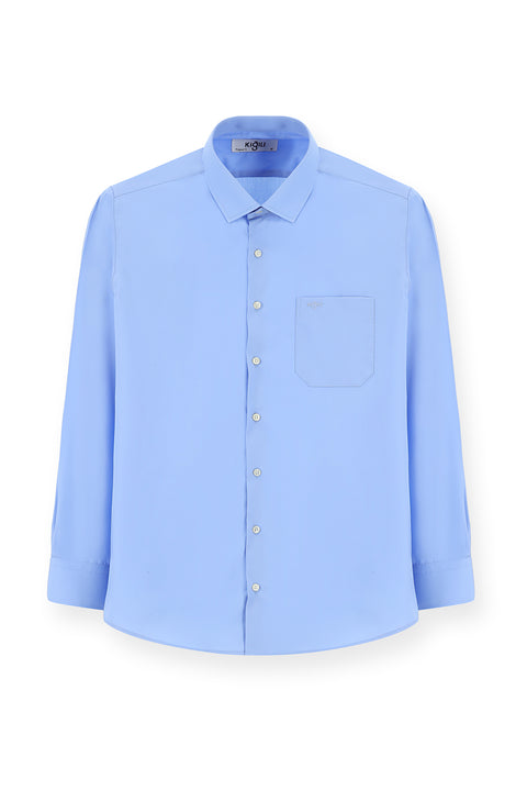 Blue Long-Sleeve Classic Cotton Shirt