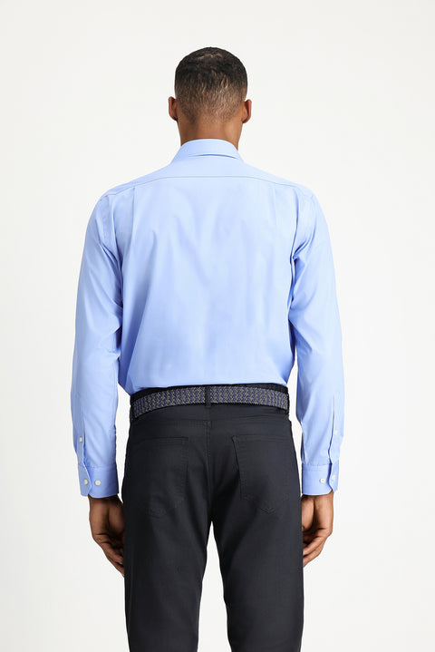 Blue Long-Sleeve Classic Cotton Shirt