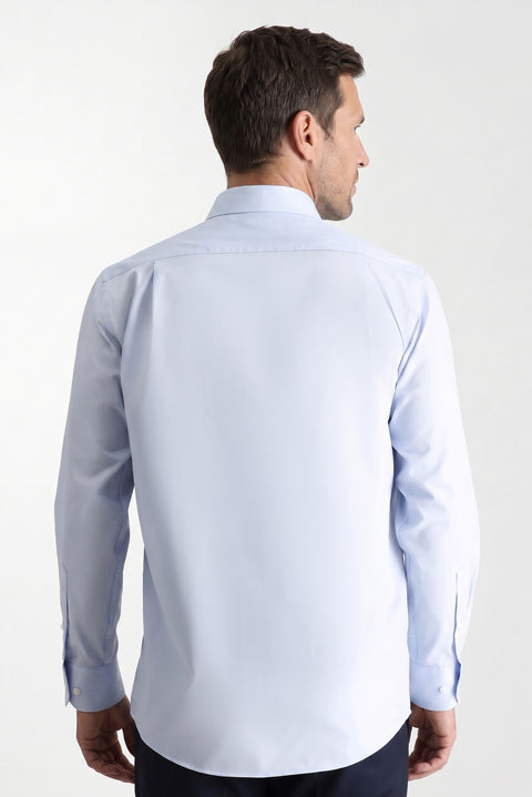 Uçuk Mavi Uzun Kol Regular Fit Klasik Yaka Cepli Pamuklu Non Iron Ütü Gerektirmeyen Gömlek
