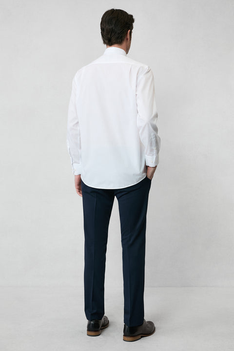 White Long Sleeve Regular Fit Button-Down Collar Cotton Non-Iron Shirt