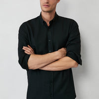 Black Long Sleeve Regular Fit Button-Down Collar Cotton Easy-Iron Oxford Four Seasons Shirt