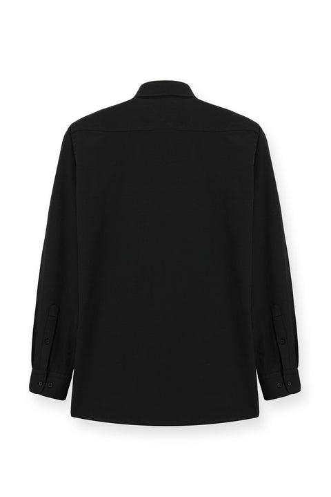 Black Long Sleeve Regular Fit Button-Down Collar Cotton Easy-Iron Oxford Four Seasons Shirt
