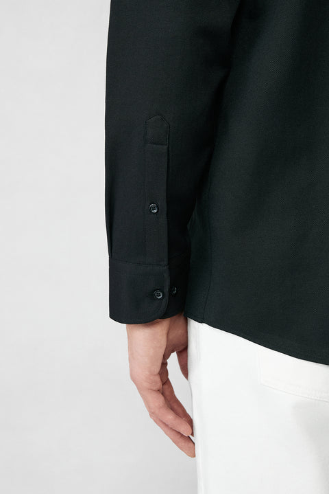 Black Long Sleeve Regular Fit Button-Down Collar Cotton Easy-Iron Oxford Four Seasons Shirt