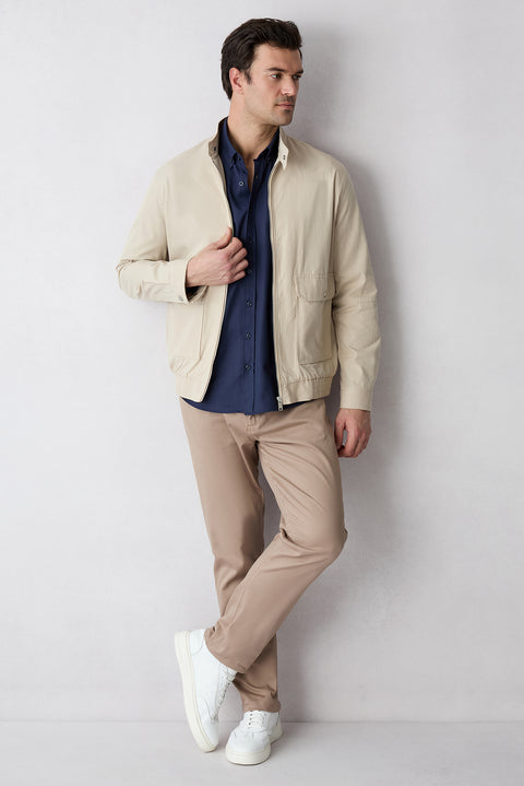 Dark Navy Long Sleeve Regular Fit Button-Down Collar Cotton Easy-Iron Oxford Four Season Shirt