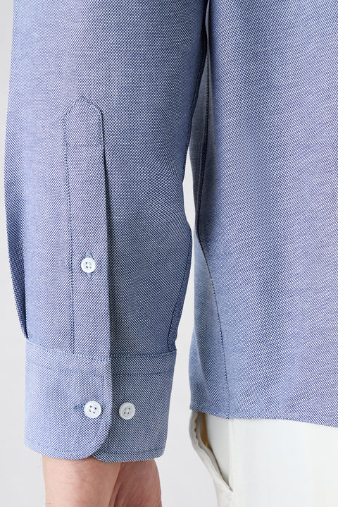 Dark Blue Long Sleeve Regular Fit Button-Down Collar Cotton Easy-Iron Oxford Four Season Shirt
