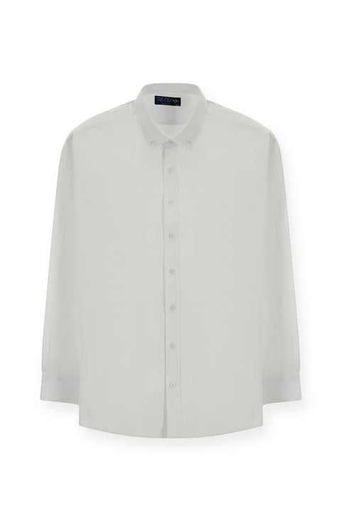 White Long Sleeve Regular Fit Button-Down Collar Cotton Easy-Iron Oxford Four Seasons Shirt