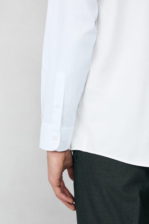 White Long Sleeve Regular Fit Button-Down Collar Cotton Easy-Iron Oxford Four Seasons Shirt
