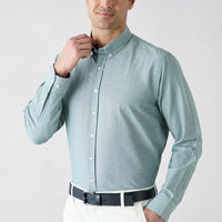 Mint Green Long Sleeve Regular Fit Button-Down Collar Cotton Easy-Iron Oxford Four Seasons Shirt