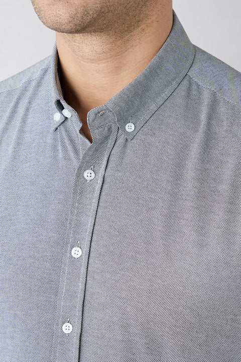 Dark Anthracite Long Sleeve Regular Fit Button-Down Collar Cotton Easy-Iron Oxford Four Season Shirt