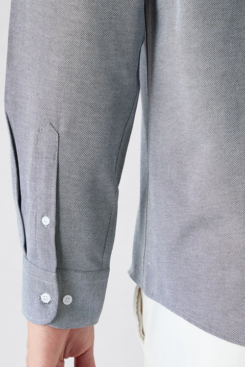 Dark Anthracite Long Sleeve Regular Fit Button-Down Collar Cotton Easy-Iron Oxford Four Season Shirt