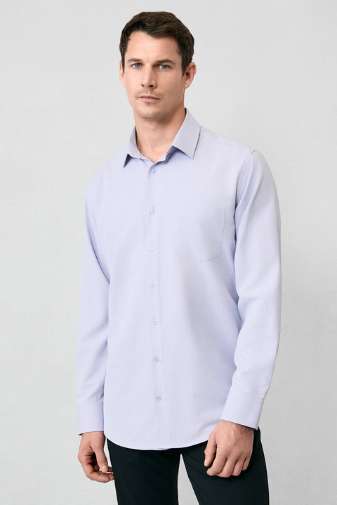 Lilac Long Sleeve Regular Fit Classic Collar Cotton Easy Iron Pocketed Oxford 4 Seasons Shirt