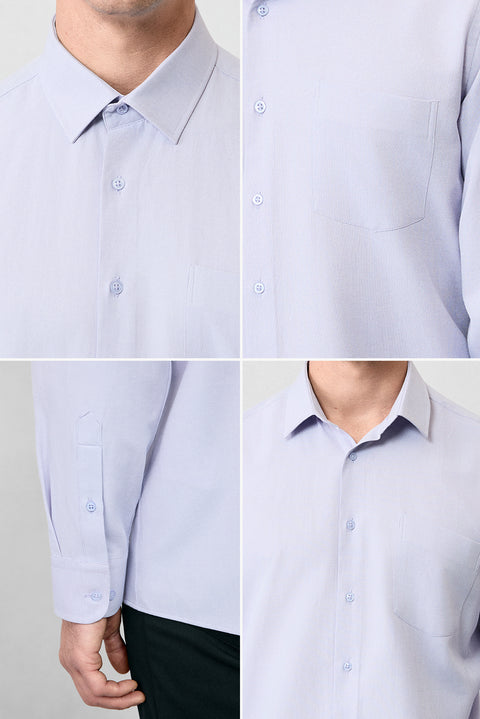 Lilac Long Sleeve Regular Fit Classic Collar Cotton Easy Iron Pocketed Oxford 4 Seasons Shirt
