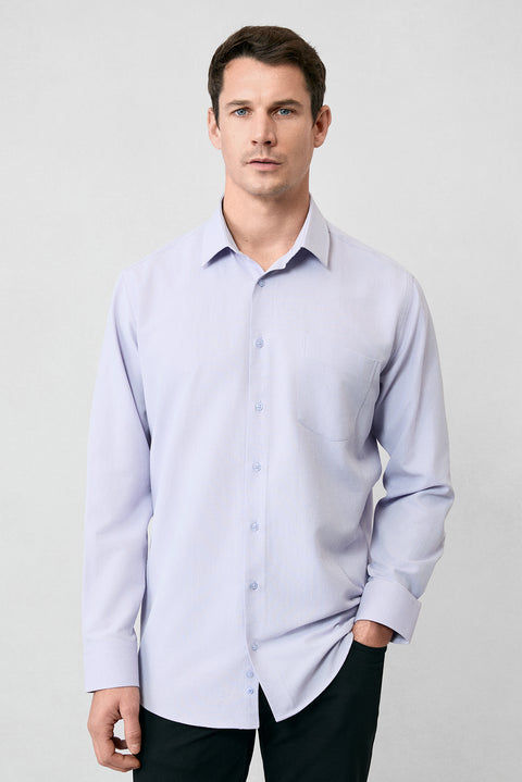 Lilac Long Sleeve Regular Fit Classic Collar Cotton Easy Iron Pocketed Oxford 4 Seasons Shirt