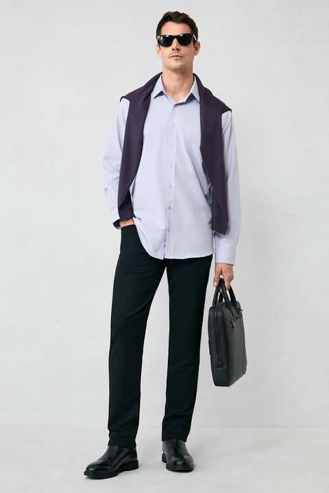 Lilac Long Sleeve Regular Fit Classic Collar Cotton Easy Iron Pocketed Oxford 4 Seasons Shirt