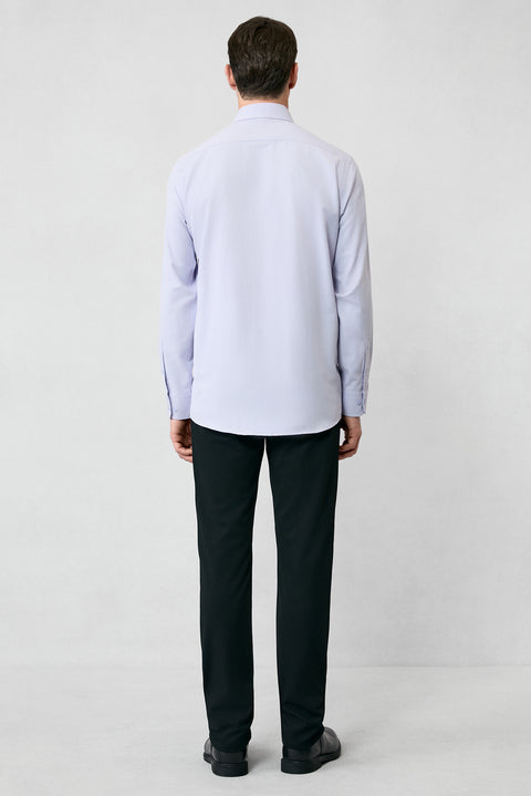 Lilac Long Sleeve Regular Fit Classic Collar Cotton Easy Iron Pocketed Oxford 4 Seasons Shirt