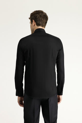  Siyah Uzun Kol Slim Fit Dar Kesim Klasik Nano Care Su İtici Leke Tutmaz 4 Mevsim Pamuk Gömlek