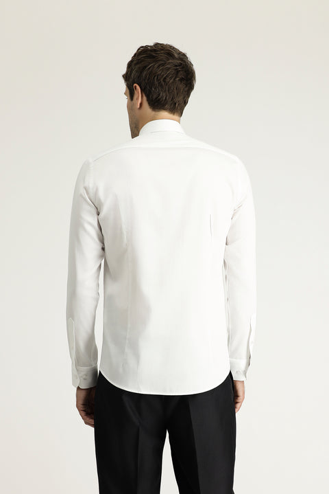 White Long Sleeve Slim Fit Classic Nano Care Water Repellent Stain Resistant 4 Seasons Cotton Shirt
