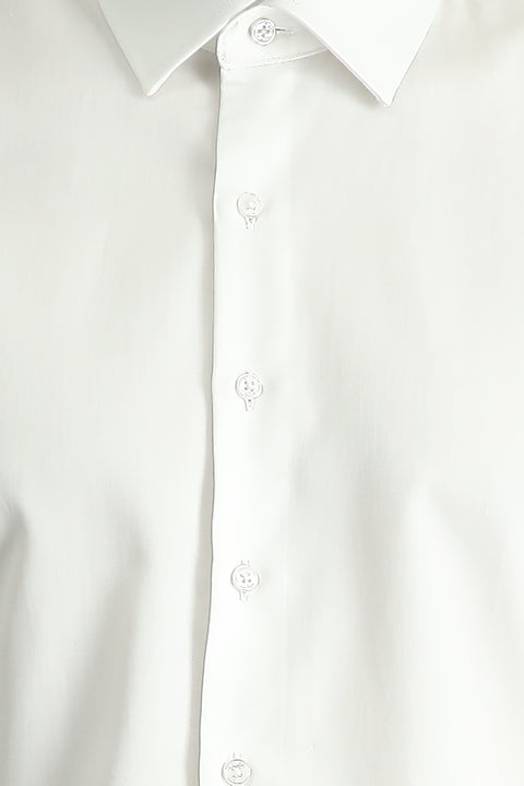 White Long Sleeve Slim Fit Classic Nano Care Water Repellent Stain Resistant 4 Seasons Cotton Shirt