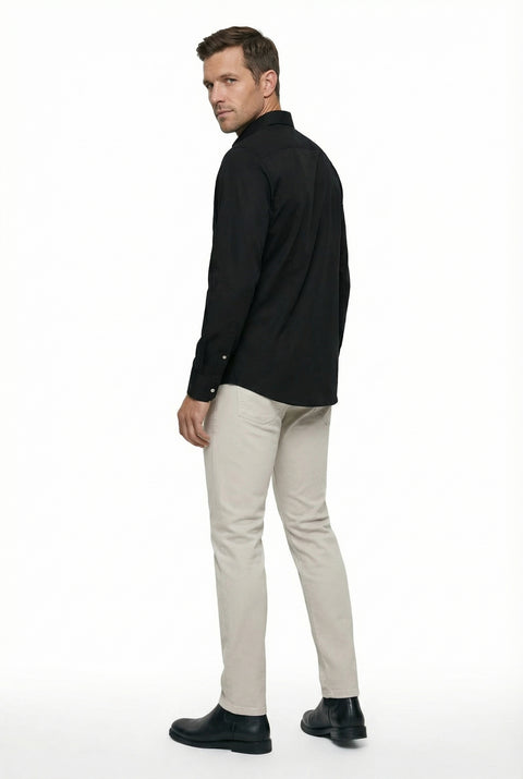 Black Long Sleeve Slim Fit Classic Nano Care Water Repellent Stain Resistant 4 Seasons Cotton Shirt