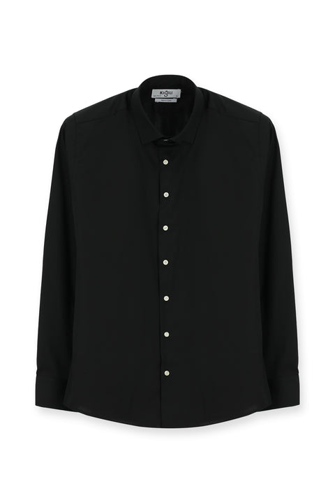 Black Long Sleeve Slim Fit Classic Nano Care Water Repellent Stain Resistant 4 Seasons Cotton Shirt